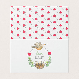 Tarjeta Mama Bird Hearts Baby Shower Advice Notes