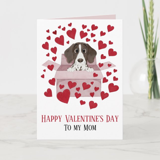 Tarjeta Mamá cachorro en caja de San Valentín (Anverso)