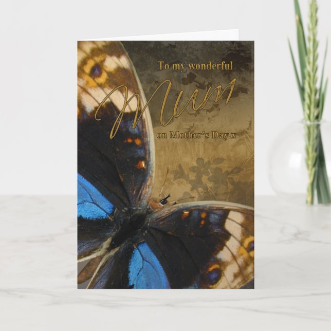 Tarjeta Mamá, carta del día de la madre con mariposas (Anverso)