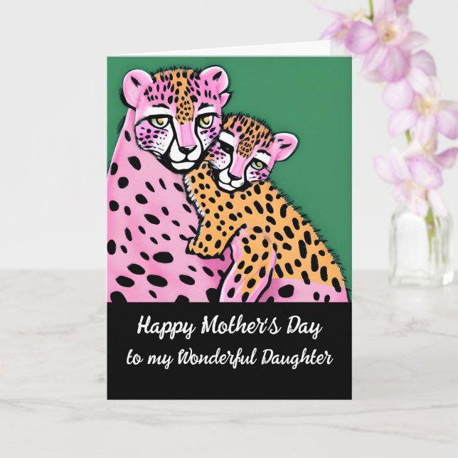 Tarjeta Mamá chita rosa + Día de la Madre de hija de cacho (Orquídea)