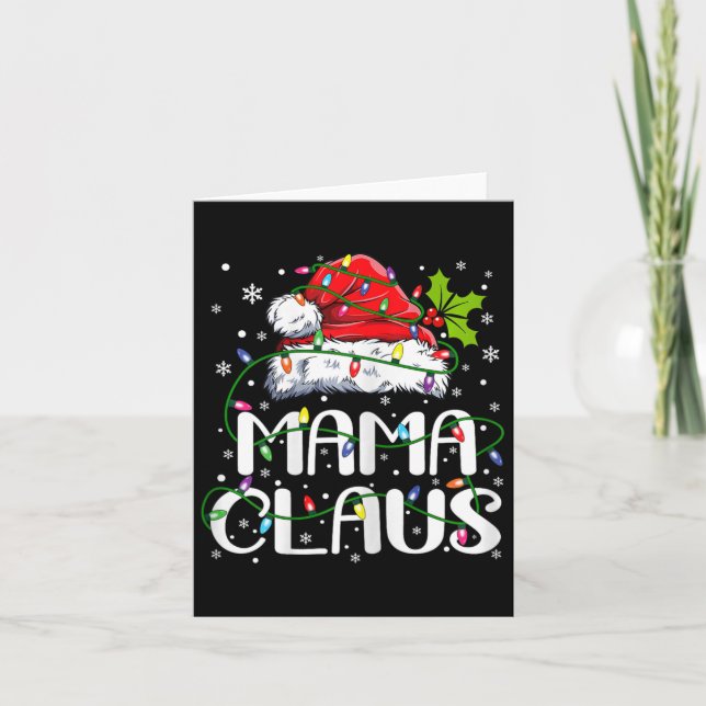 Tarjeta Mama Claus Navidades enciende la coincidencia con  (Anverso)