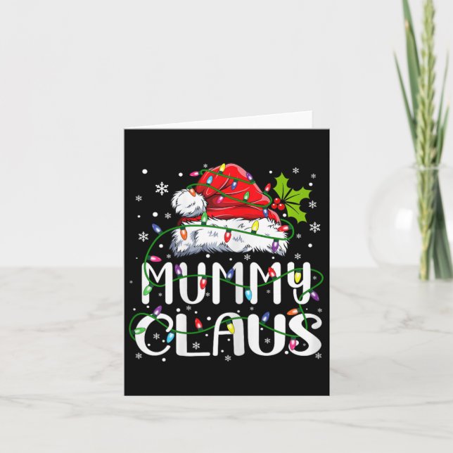 Tarjeta Mamá Claus Navidades Santa Hat Familia coincidente (Anverso)