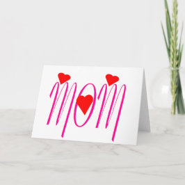 Tarjeta Mamá con corazones rojos