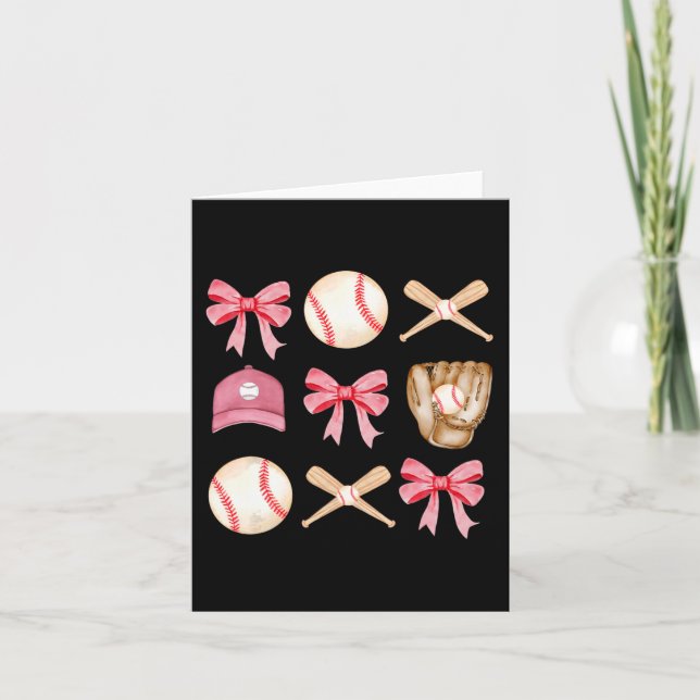 Tarjeta Mamá Coquette Día de la Madre Chicas Béisbol Mamá (Anverso)