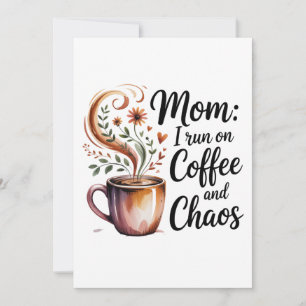 Tarjeta Mamá corro en café y caos