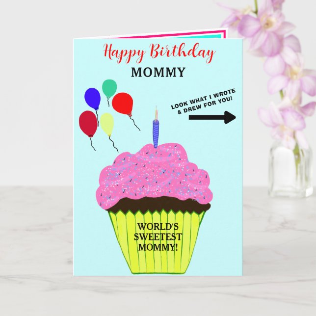 Tarjeta Mamá Cumpleaños Pastel Rosa Escribir Mensaje De Di (Orquídea)