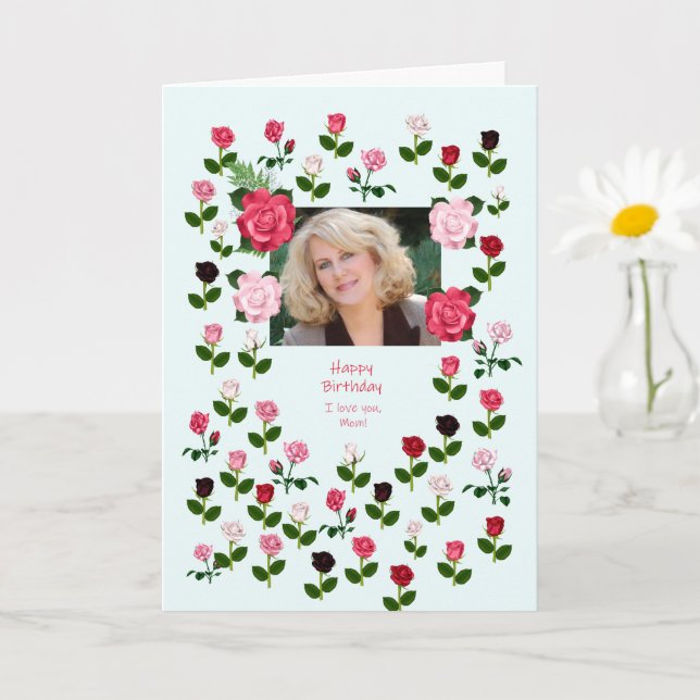 Tarjeta Mamá, cumpleaños, Rosas (Planta pequeña)