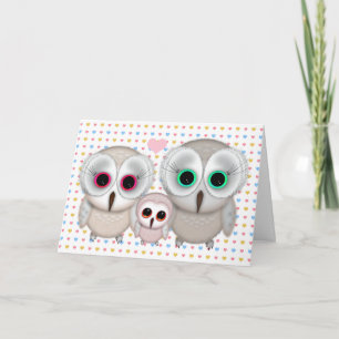 Tarjeta Mamá Daddy Baby Owl Card para Baby Shower