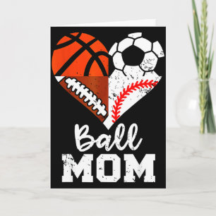 Tarjeta Mamá de Balón Corazón Divertido Fútbol Baloncesto 