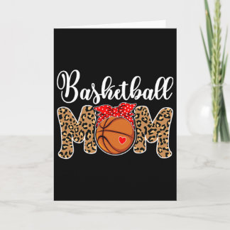Tarjeta Mamá de baloncesto leopardo moño desordenado diver