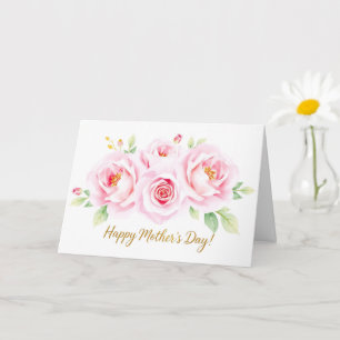 Tarjeta Mamá de Día de la Madre Rose Bouquet acuarela