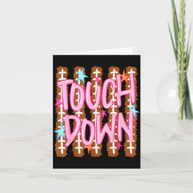 Tarjeta Mamá de fútbol americano con touchdown a rayas dep (Anverso)