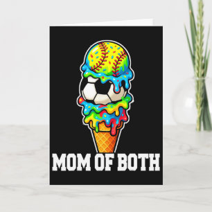 Tarjeta Mamá de fútbol de softball con goteo de helado Día