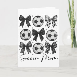 Tarjeta Mamá de fútbol divertida coqueta lazo Mamá de fútb