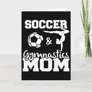 Tarjeta Mamá de fútbol y gimnasia divertida jugadora de fú