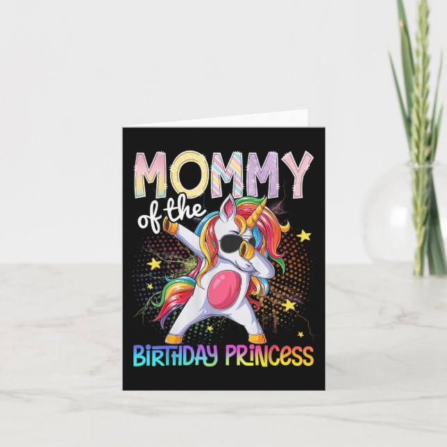 Tarjeta Mamá De La Princesa De Cumpleaños Unicorn Dabbing (Anverso)