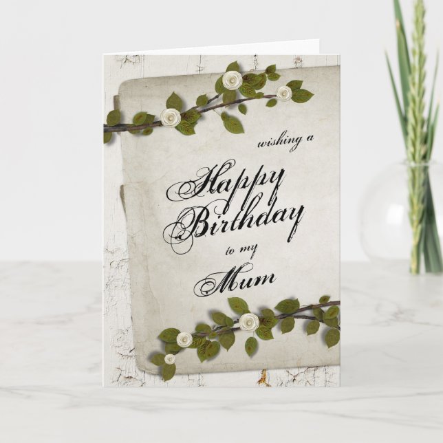 Tarjeta Mamá de madera blanca del feliz cumpleaños (Anverso)