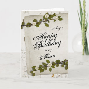 Tarjeta Mamá de madera blanca del feliz cumpleaños