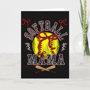 Tarjeta Mamá de sóftbol Coqueta Día de juego de sóftbol Só