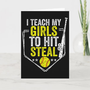 Tarjeta Mamá de sóftbol divertida Enseño a mis chicas a go