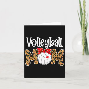 Tarjeta Mamá de voleibol leopardo moño desordenado día de