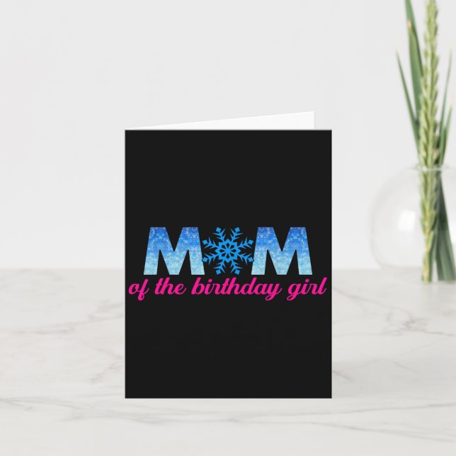 Tarjeta Mamá Del Chica De Cumpleaños Copos De Nieve Tema M (Anverso)