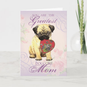 Tarjeta Mamá del corazón de pug