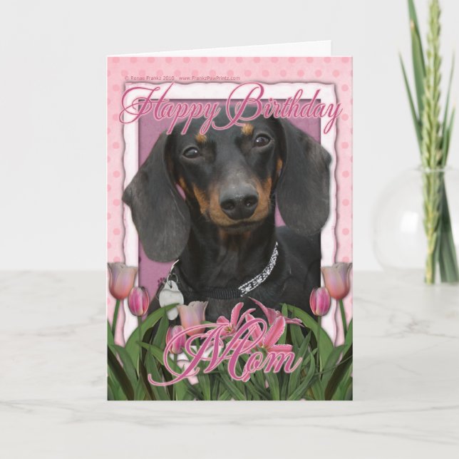 Tarjeta Mamá del feliz cumpleaños - Dachshund - Winston (Anverso)