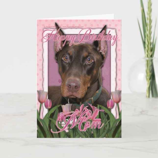 Tarjeta Mamá del feliz cumpleaños - Doberman - Rocky (Anverso)
