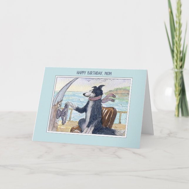 Tarjeta Mamá del feliz cumpleaños, perro del border collie (Anverso)