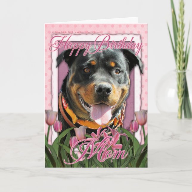 Tarjeta Mamá del feliz cumpleaños - Rottweiler - (Anverso)