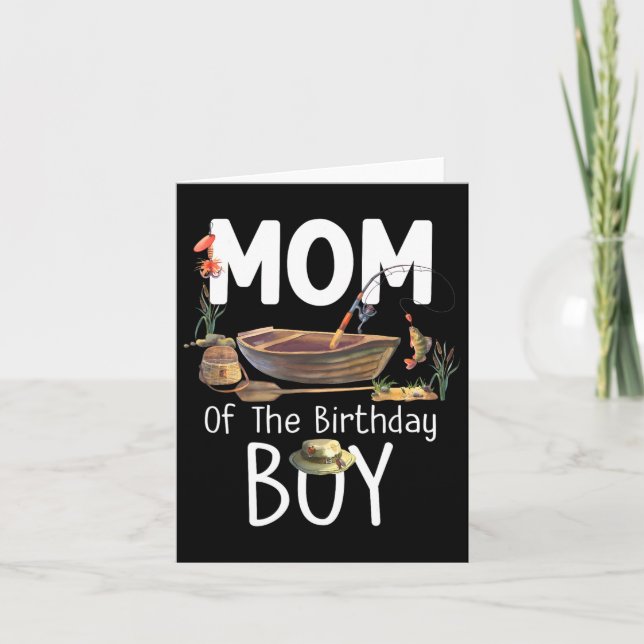 Tarjeta Mamá Del Niño De Cumpleaños Pescando Mamáes Famili (Anverso)