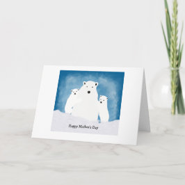 Tarjeta Mamá del oso polar con cachorros