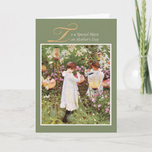 Tarjeta Mamá, Día de la Madre, Chicas en el Jardín de las