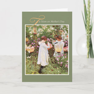 Tarjeta Mamá, Día de la Madre, Chicas en el Jardín de las