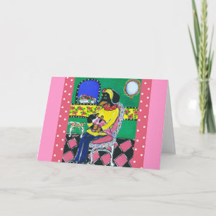 Tarjeta Mamá Doxie y bebé