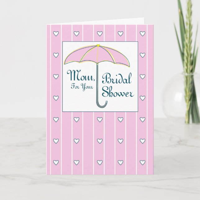 Tarjeta Mamá, ducha de novia paraguas rosado (Anverso)