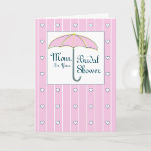 Tarjeta Mamá, ducha de novia paraguas rosado