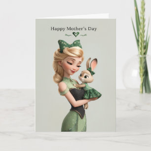 Tarjeta Mamá dulce y conejito bebé Feliz día de la madre