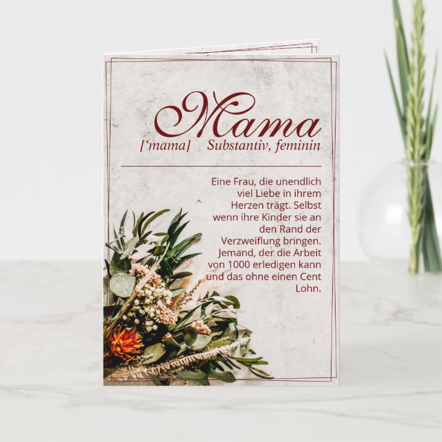 Tarjeta Mama - einfach unersetzlich - Bouquet (Anverso)