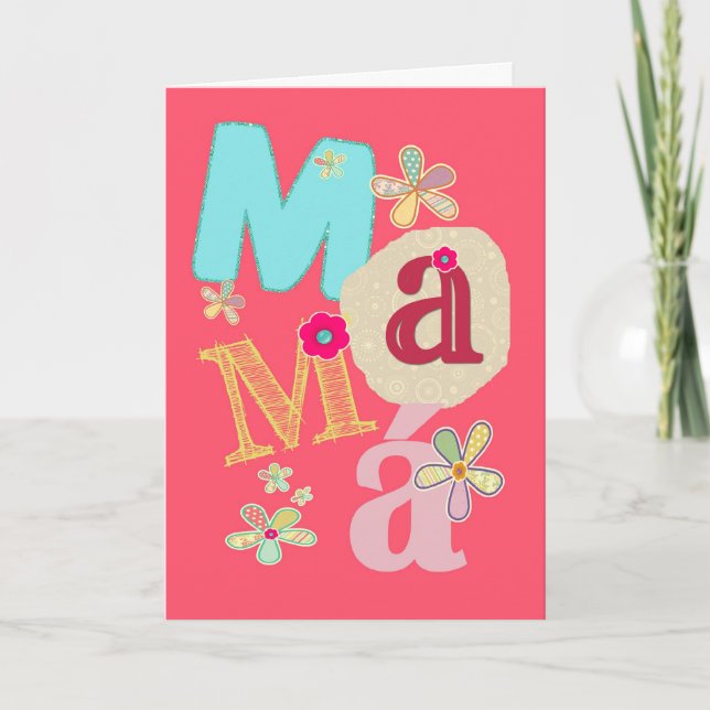 Tarjeta mamá, el día de madre feliz en español (Anverso)