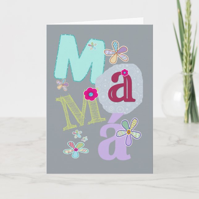 Tarjeta mamá, el día de madre feliz en español (Anverso)