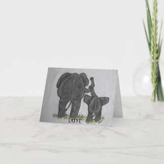 Tarjeta Mamá elefante y bebé - Amor verdadero