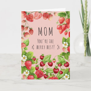 Tarjeta Mamá, eres la mejor baya, la planta de fresa