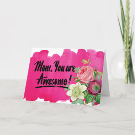 Tarjeta Mamá, Eres Una Magnífica Caligrafía Botánica Vinta