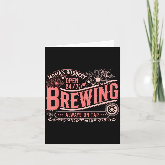 Tarjeta Mama Ery Brewery Brewing Co New Mom Funny Breast F (Anverso)