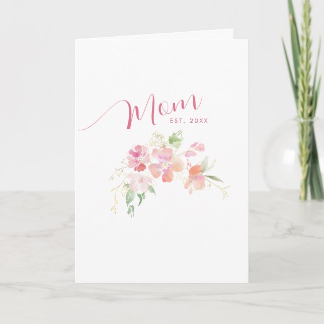 Tarjeta Mamá Establecido Rosa Floral Día de la Madre (Anverso)