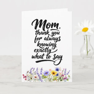 Tarjeta Mamá Exactamente Qué Decir Acuarela Flor Silvestre