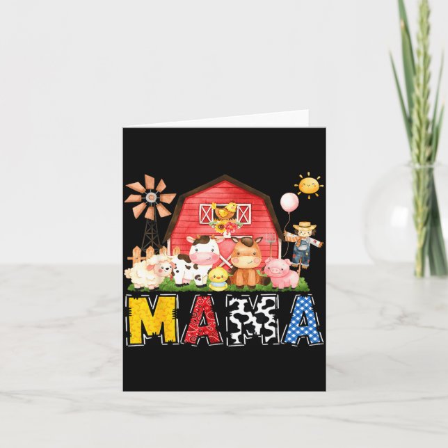 Tarjeta Mama Farm Cow Birthday Boy Matching Family Party  (Anverso)