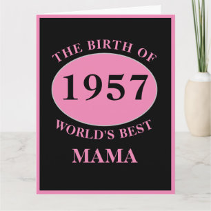Tarjeta Mama Feliz Cumpleaños Monograma Año Grande Rosa